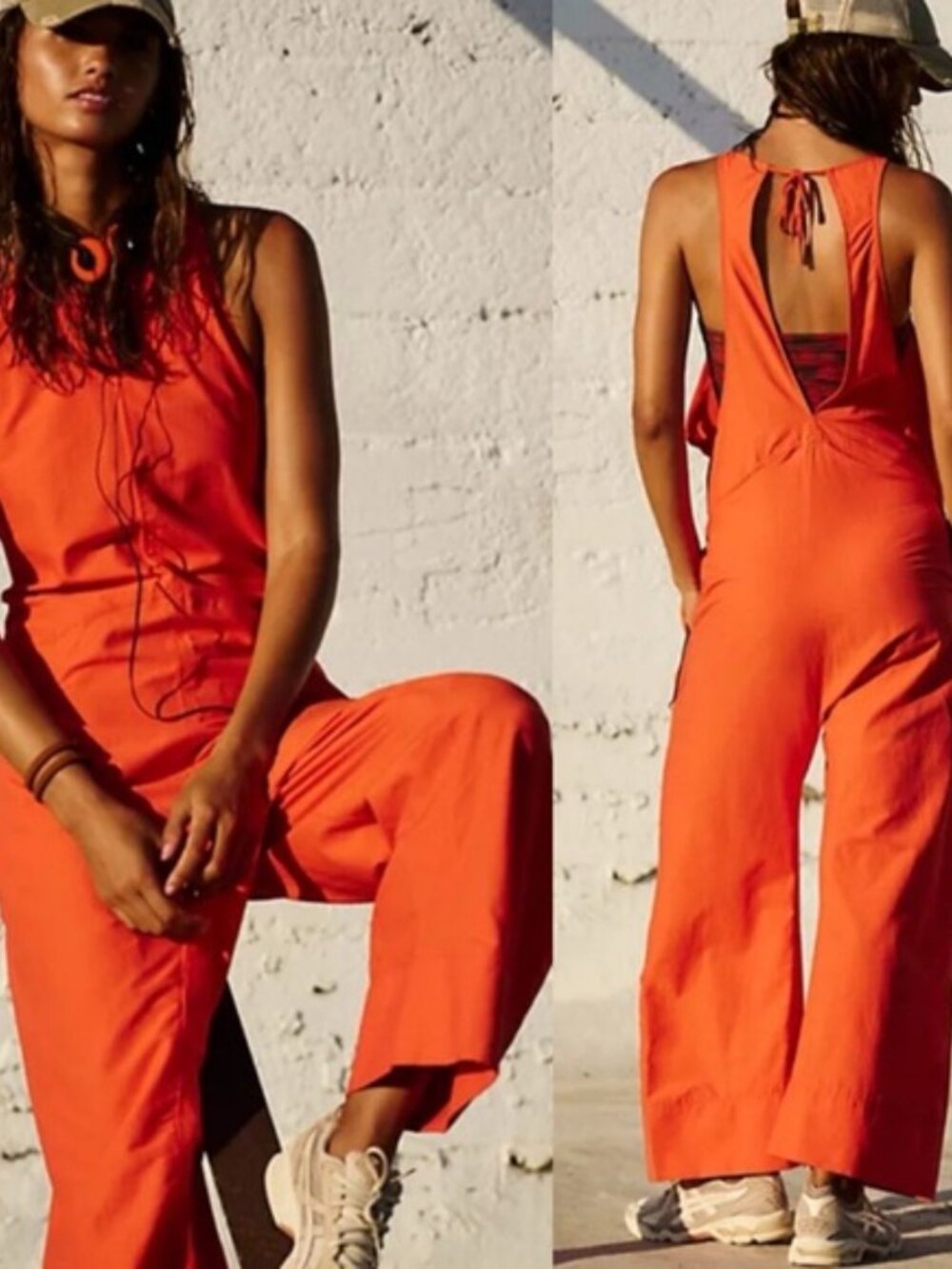 Free People Movement Bright Orange Break Away Oversized Onesie Jumpsuit Large - Picture 3 of 3